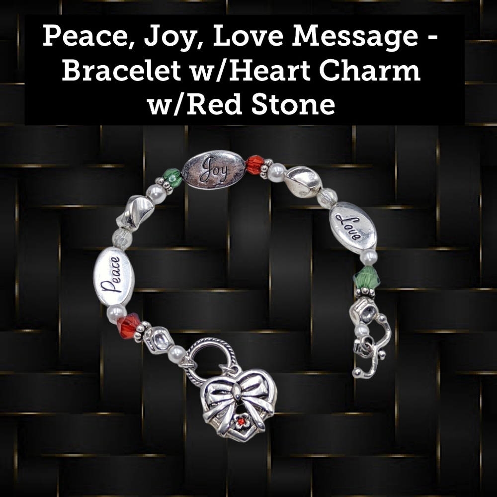 Peace, Joy, Love Bracelet w/Heart Charm